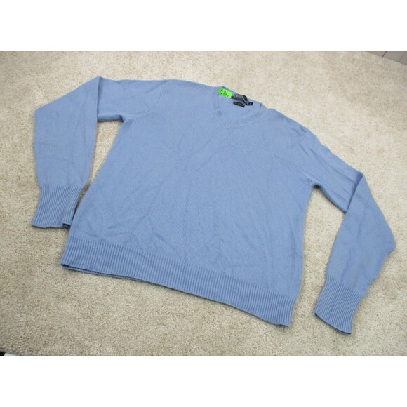 Ralph Lauren Polo Sweater Adult Large L Blue Cashmere V Neck Casual Preppy Mens - Picture 2 of 11